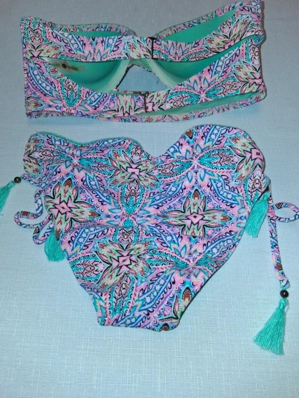 Shade & Shore Teal Bandeau Bikini Set with Front Knot - Picture 2 of 5